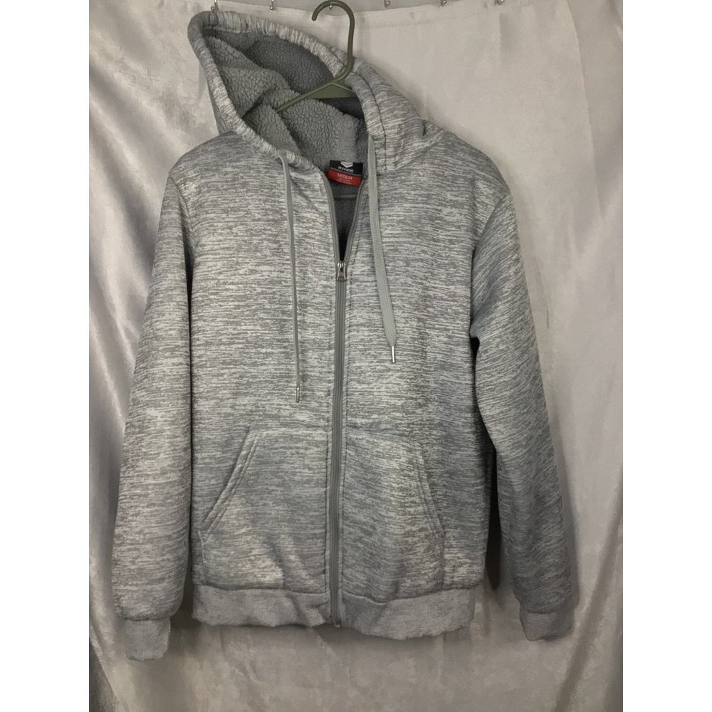 Full Zip Sherpa Lined Hooded Jacket Gray Heather Size Medium By Range